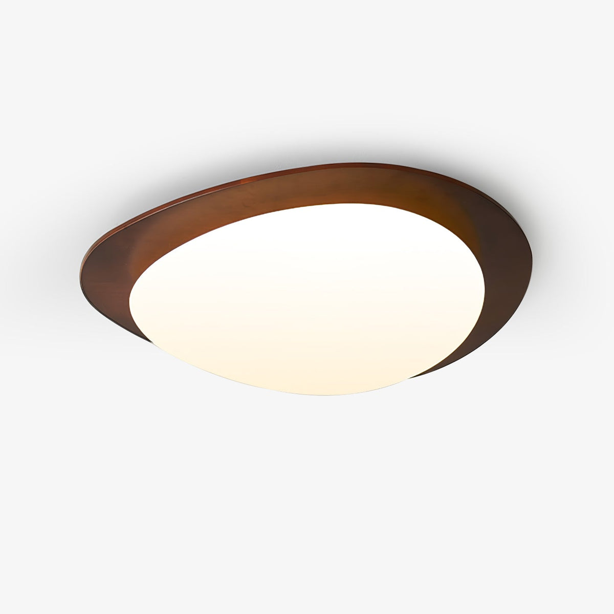 Evory plafondlamp in walnoothout met kiezelvormige-vorm