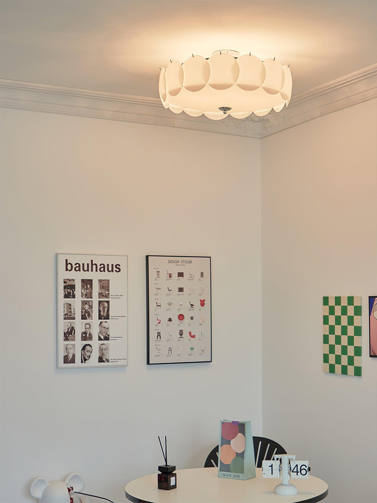 Brolin plafondlamp met glazen schijven in golvend patroon