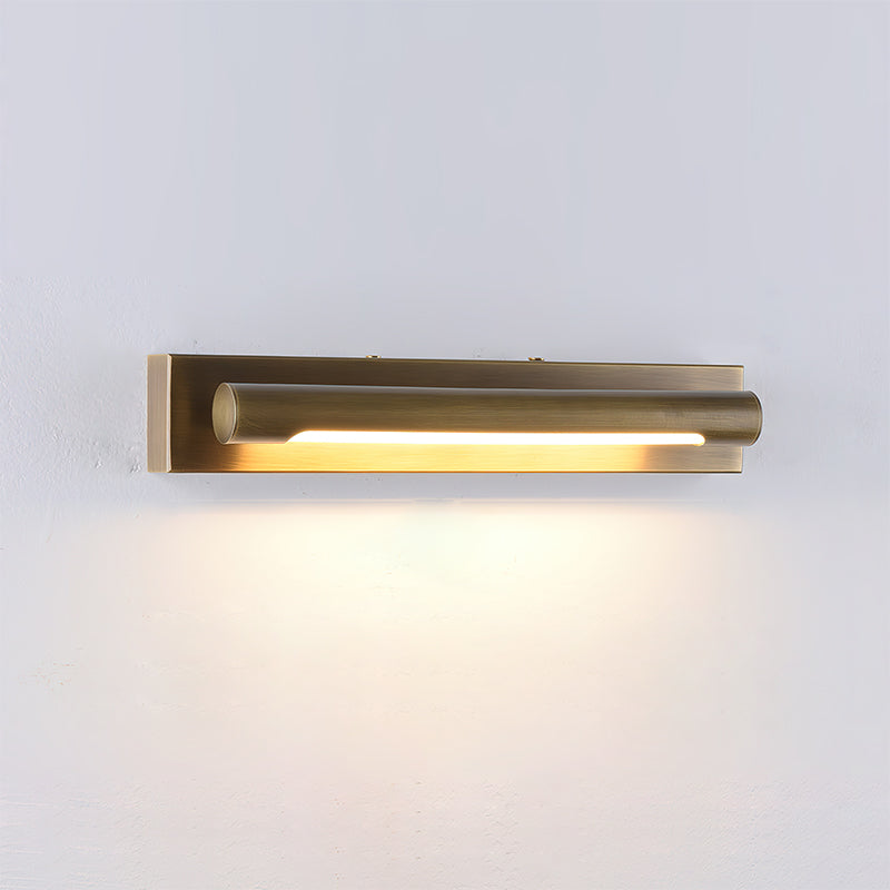 Reed lineaire wandlamp van oud messing