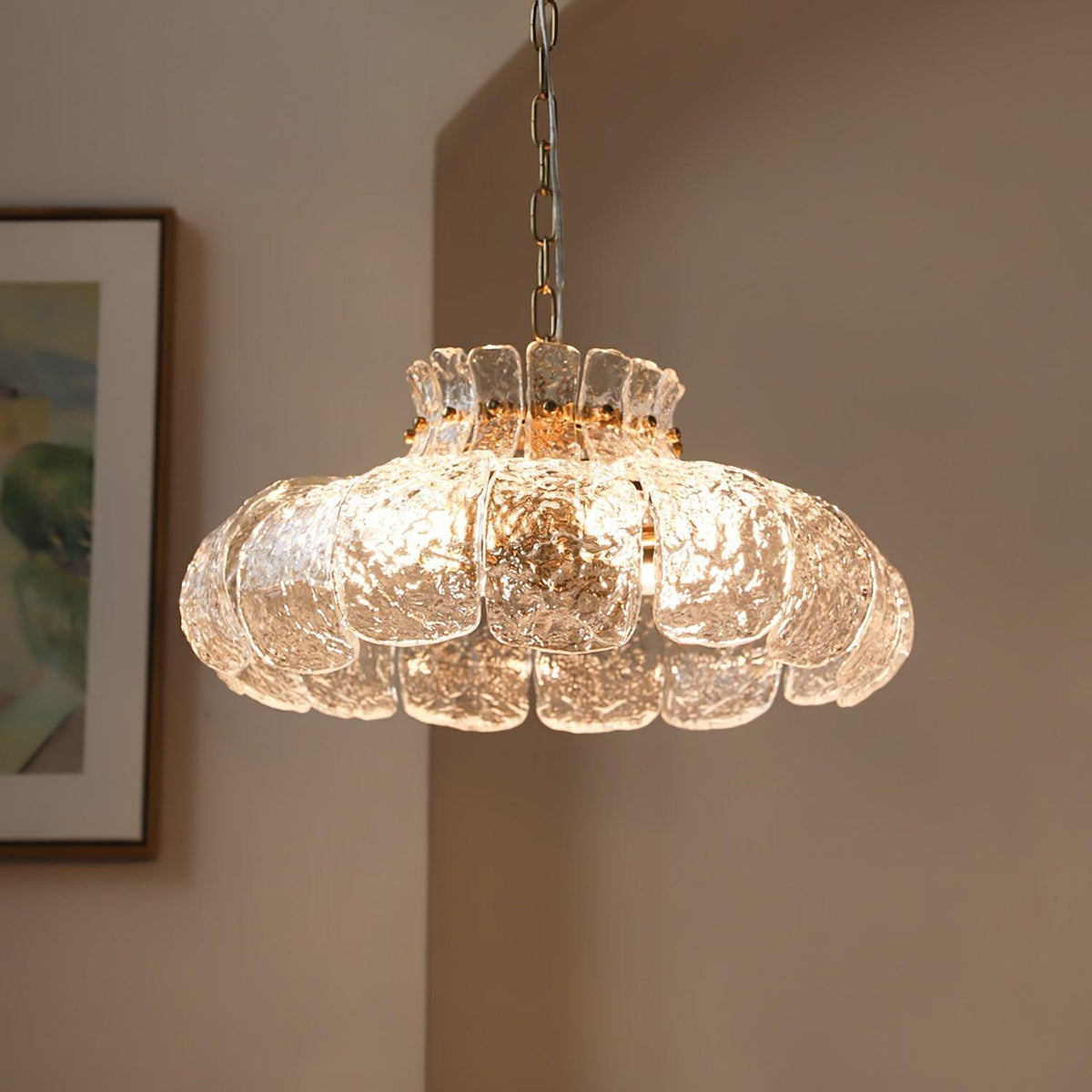 Ariv hanglamp van messing en glas met glamoureus-look