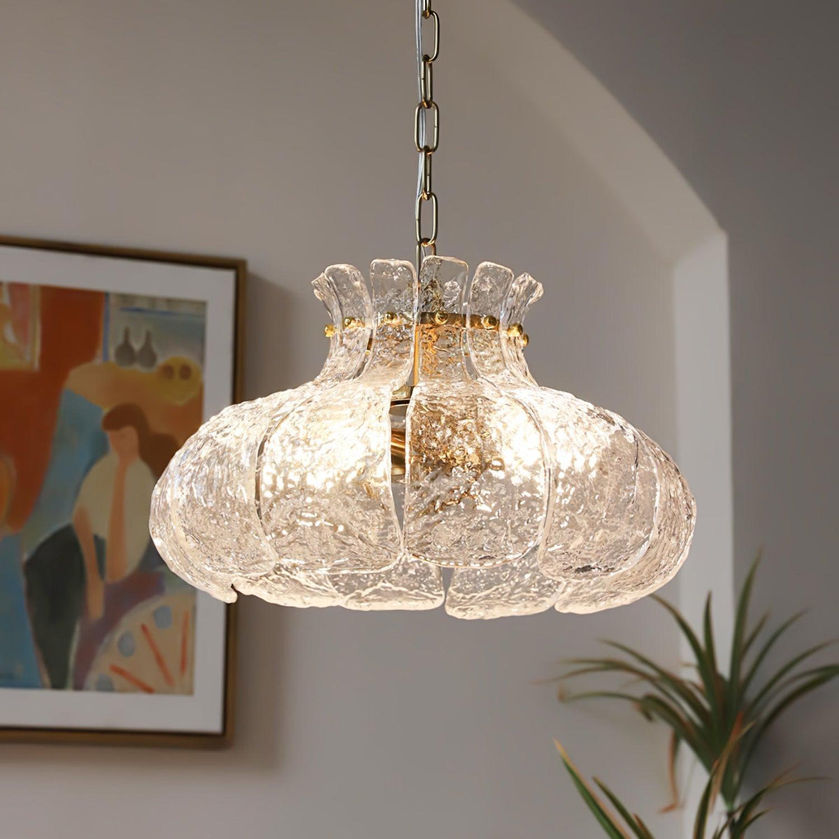Ariv hanglamp van messing en glas met glamoureus-look