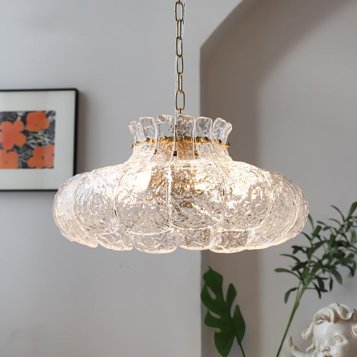 Ariv hanglamp van messing en glas met glamoureus-look