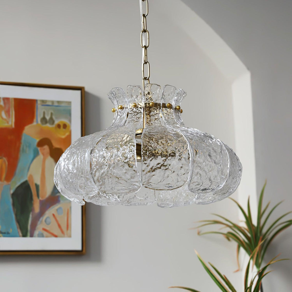 Ariv hanglamp van messing en glas met glamoureus-look