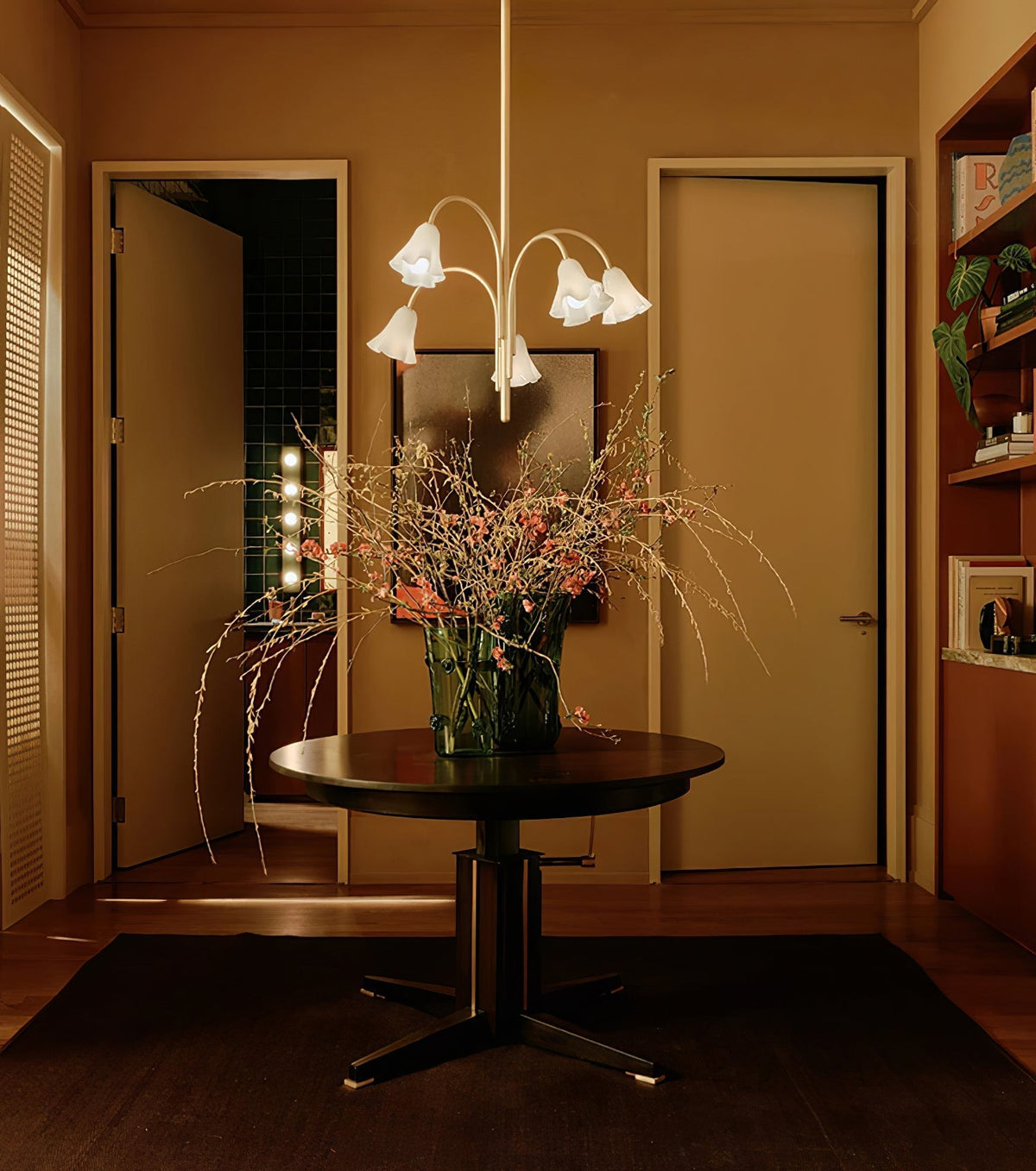 Lioreriel kroonluchter Blossom bloemblaad glas gebogen armen