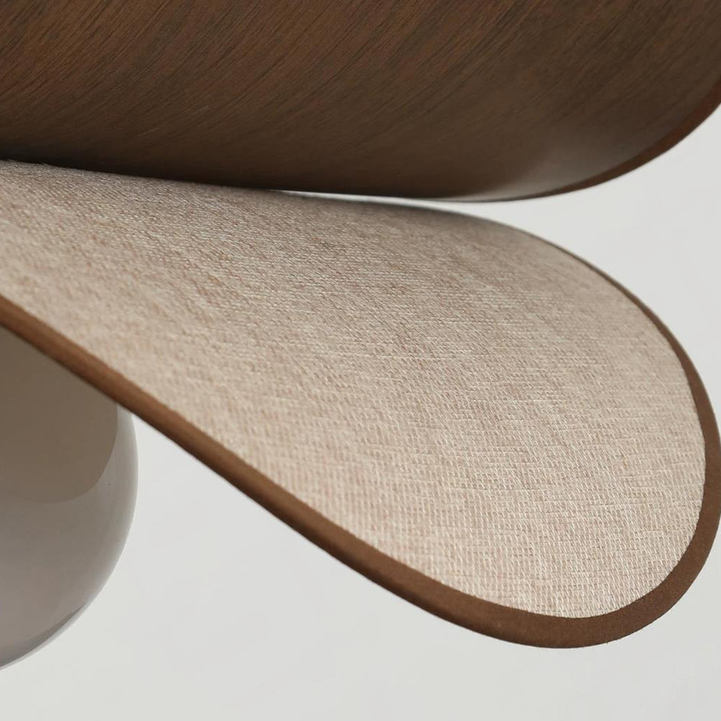 Zephyr hanglamp walnoot linnen met gedraaid bloemblaad houten frame