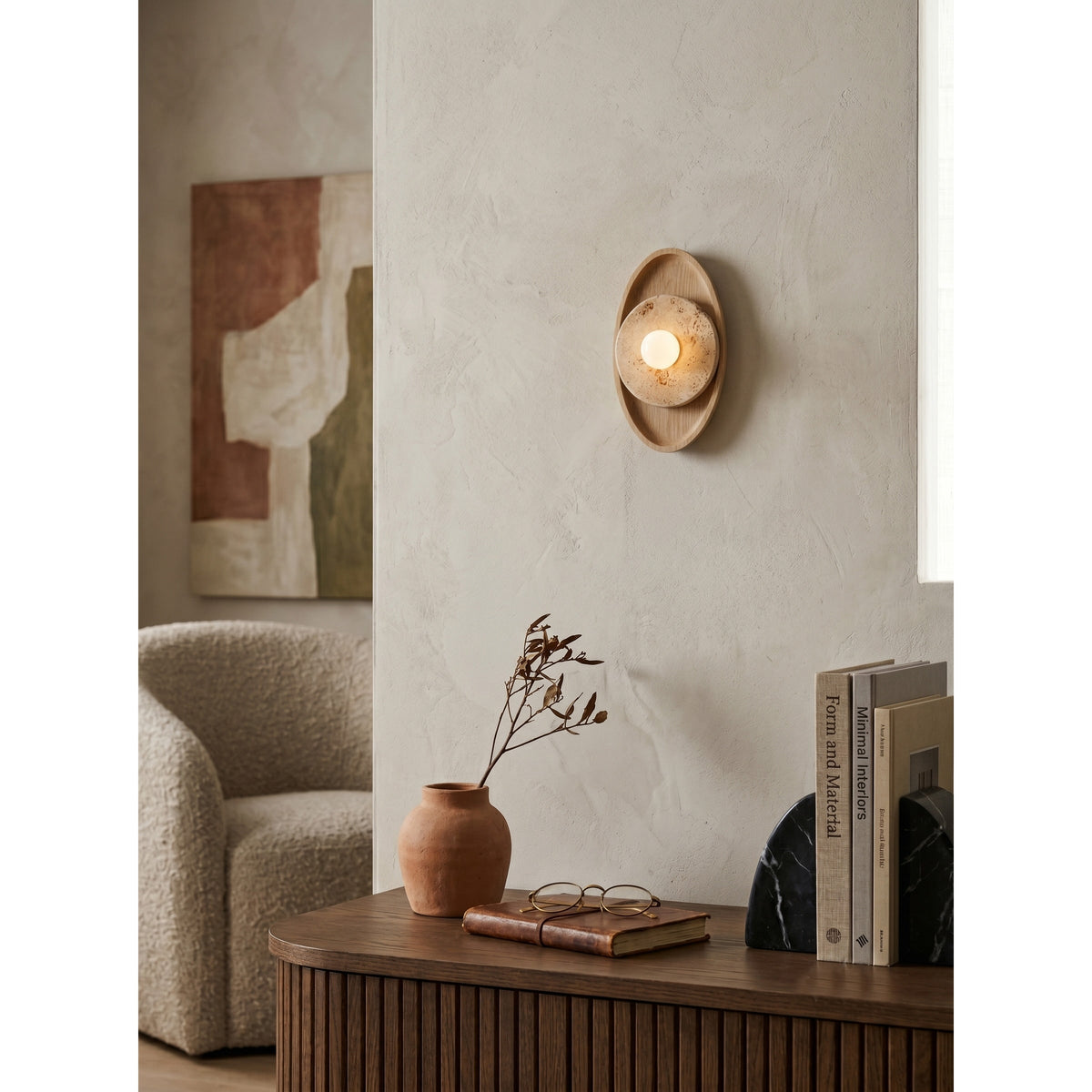 Lumenhart travertin wandlamp