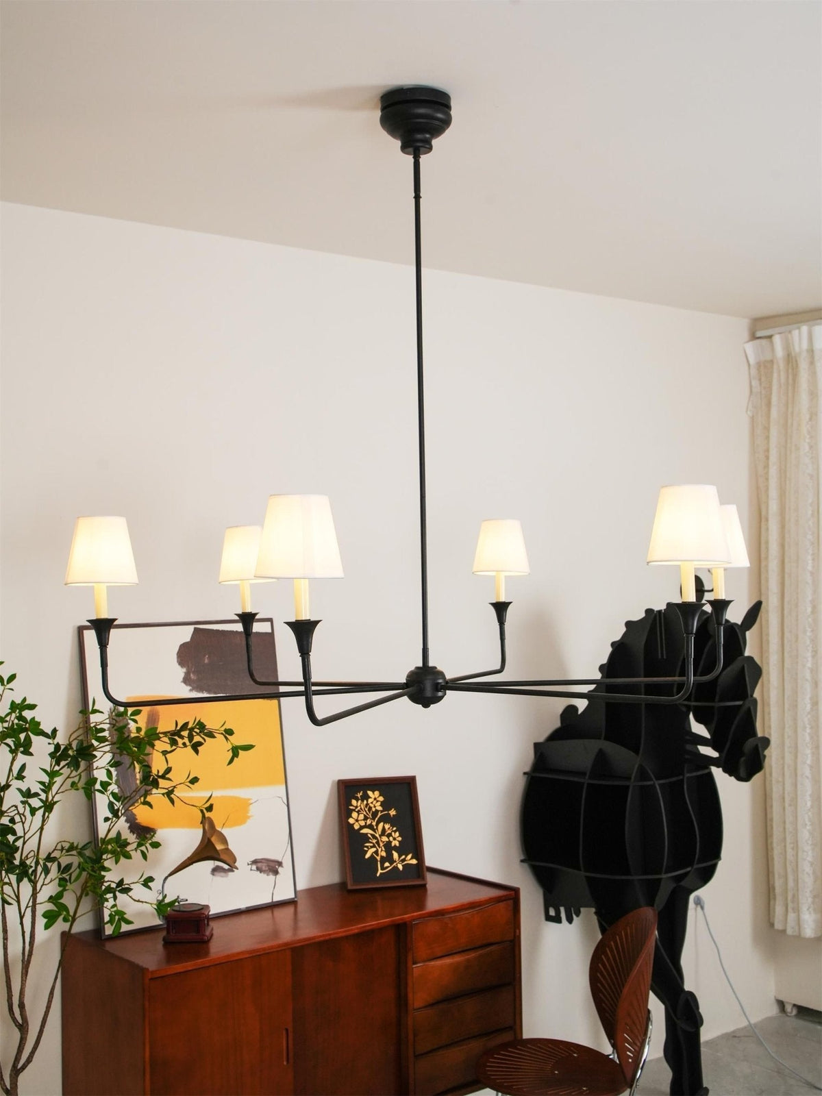 Lioroelia hanglamp zwart kaars afgeplat