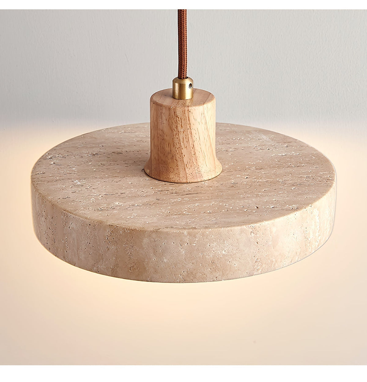 Evvynor hanglamp met travertinring en walnoothout