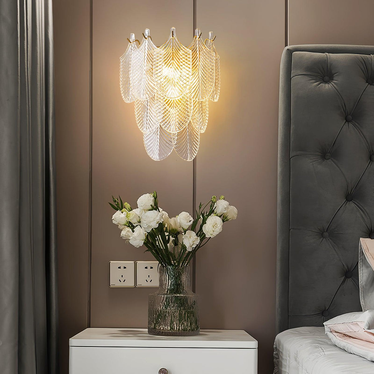 Celoaine wandlamp messing Murano glas