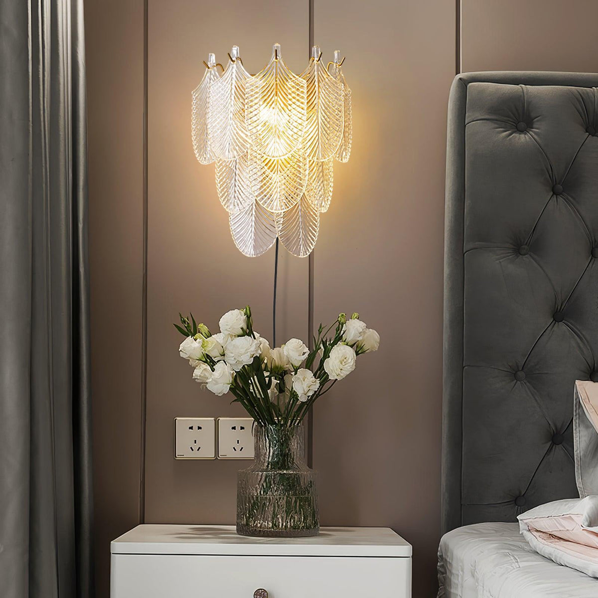 Celoaine wandlamp messing Murano glas