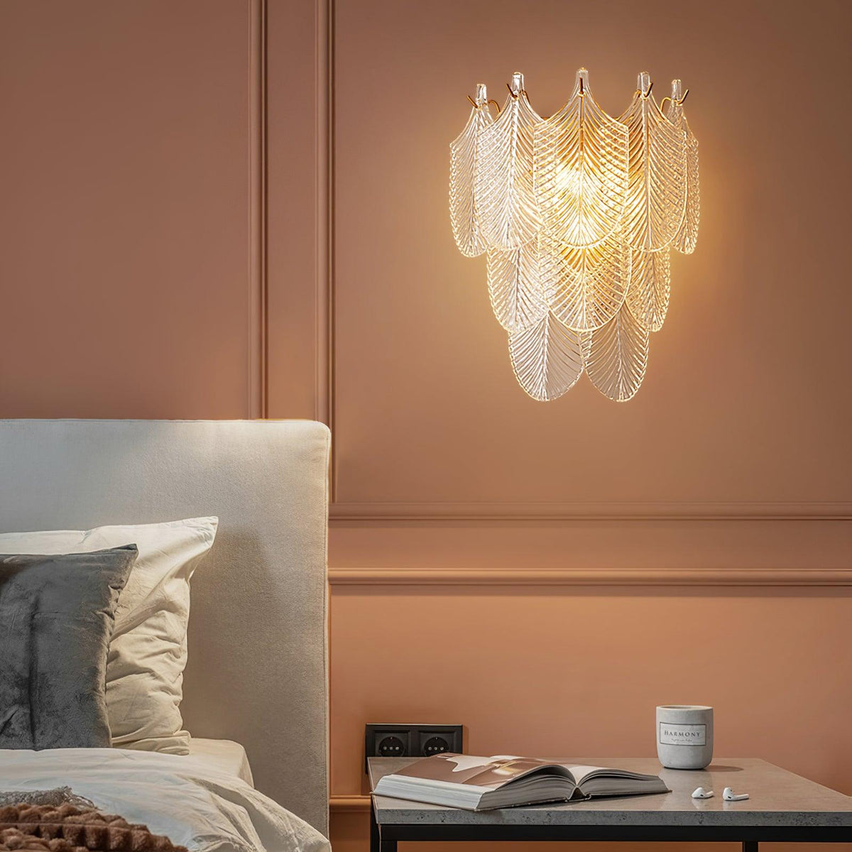 Celoaine wandlamp messing Murano glas