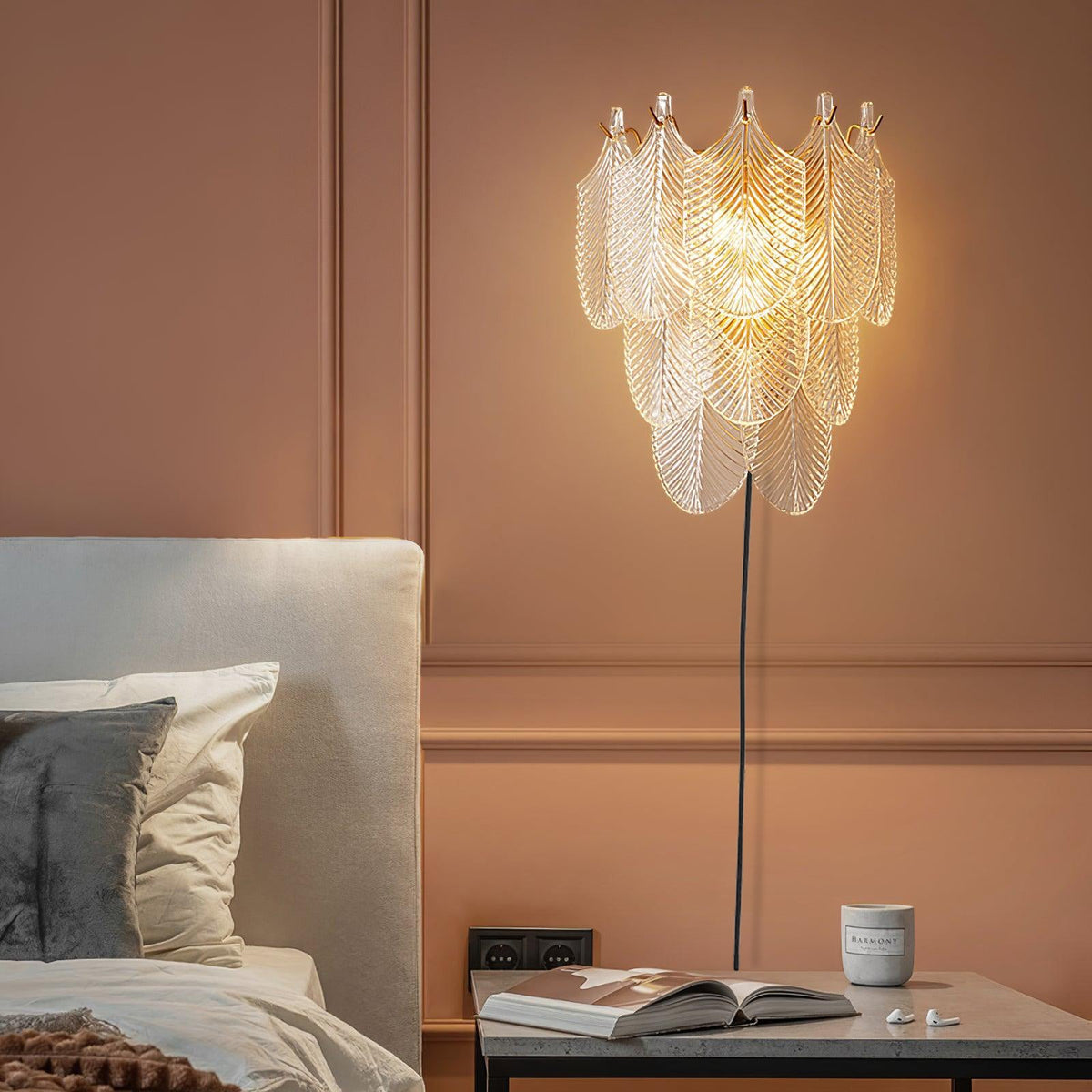 Celoaine wandlamp messing Murano glas