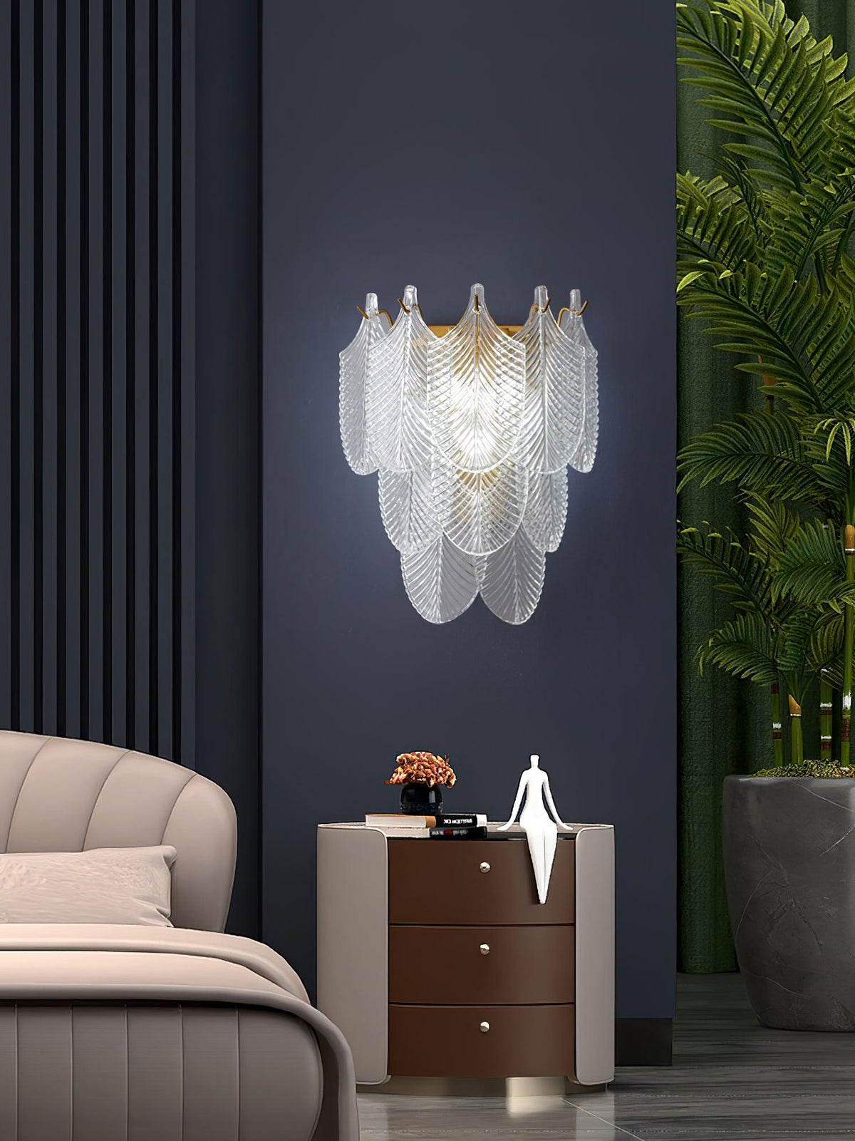 Celoaine wandlamp messing Murano glas