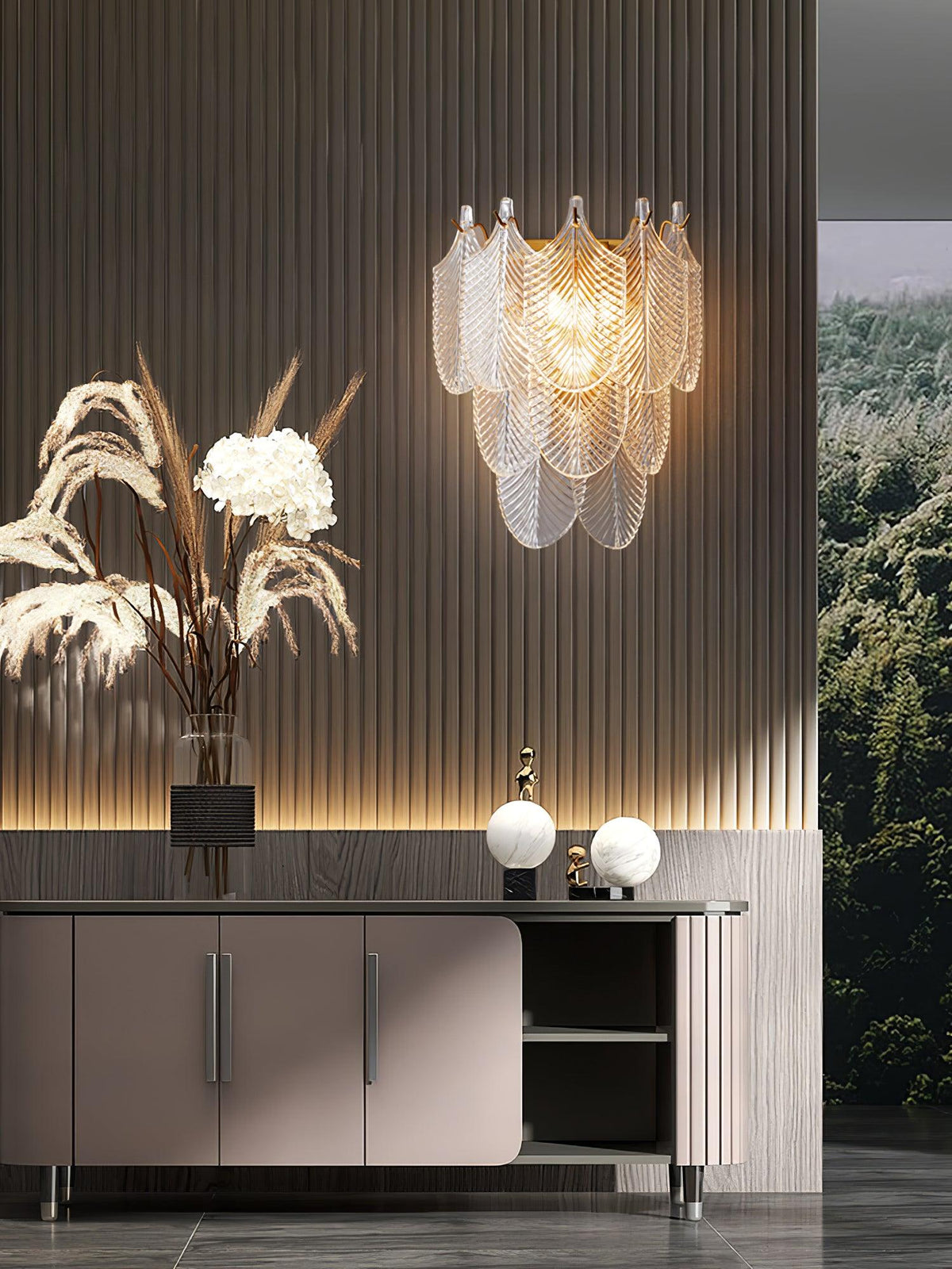 Celoaine wandlamp messing Murano glas
