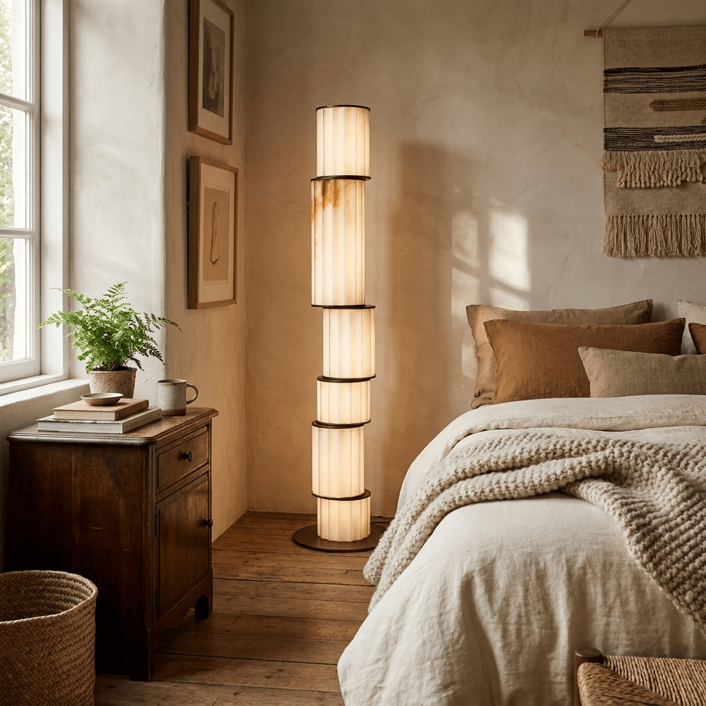 Eirirena vloerlamp in albast