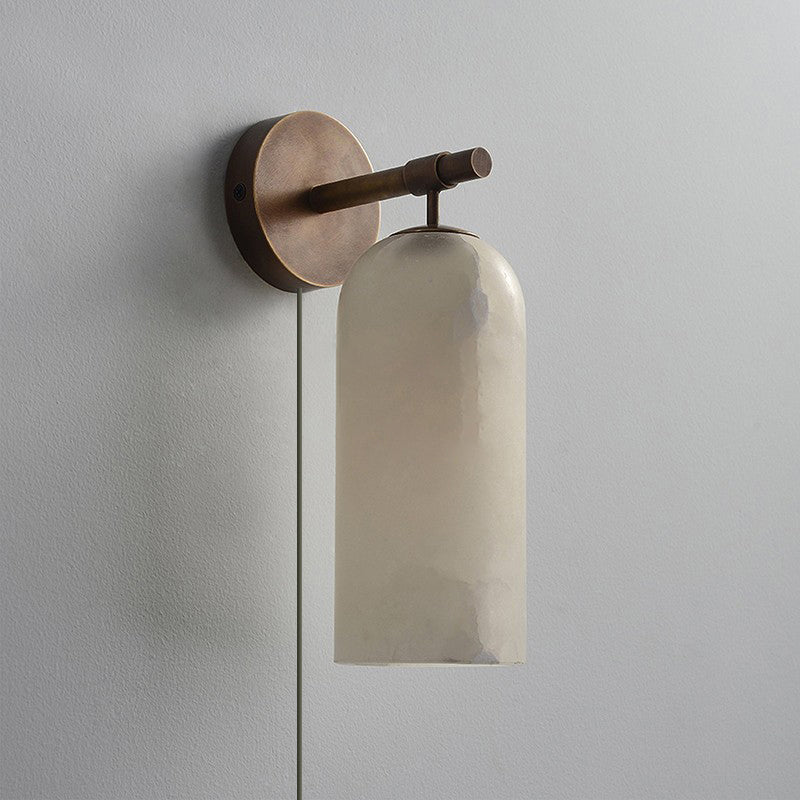 Pillar albast met stekker wandlamp