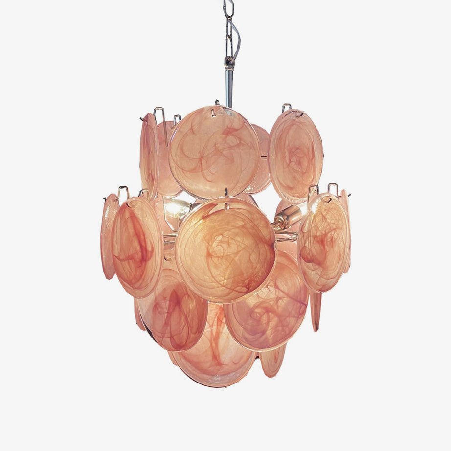 Celisaria Kroonluchter Roze Murano-glasplaten Vintage Charm