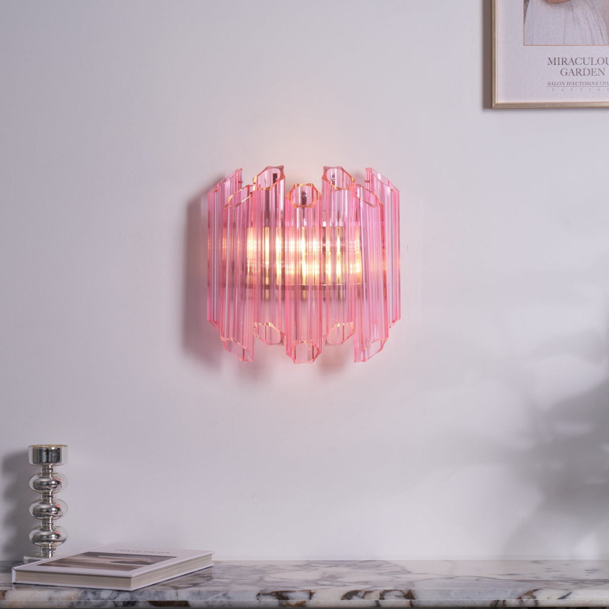 Aurora wandlamp Roze Murano-glasbuis