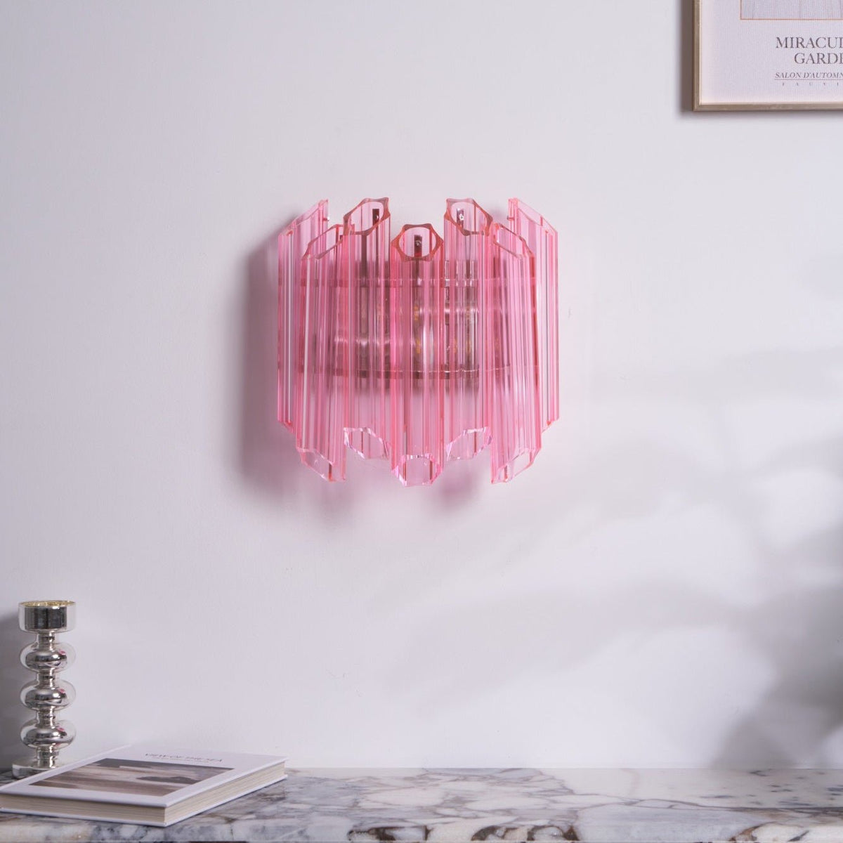 Aurora wandlamp Roze Murano-glasbuis