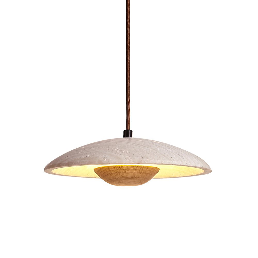 Bax hanglamp met brede rand in geel travertin
