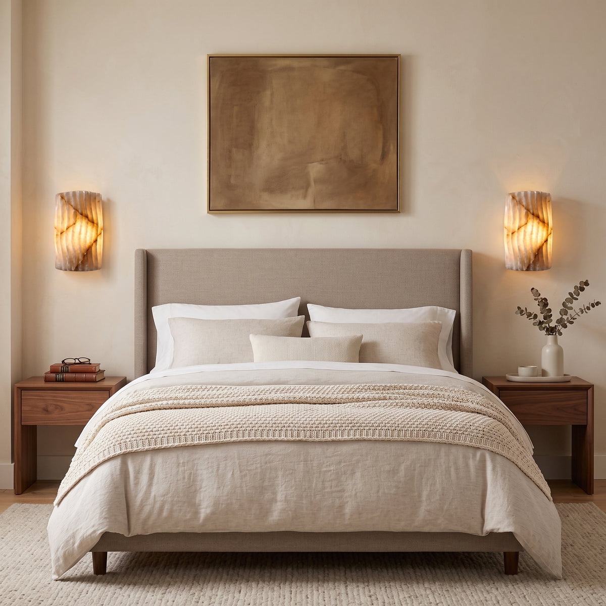 Fluted wandlamp van albast