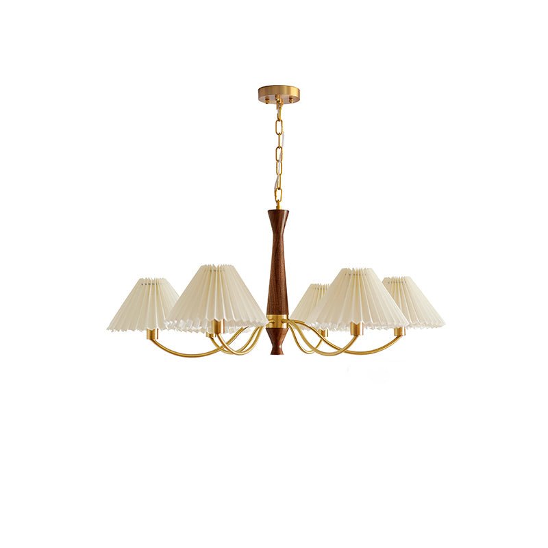 Calivine kroonluchter Pleated met witte lampkappen Mid-Century