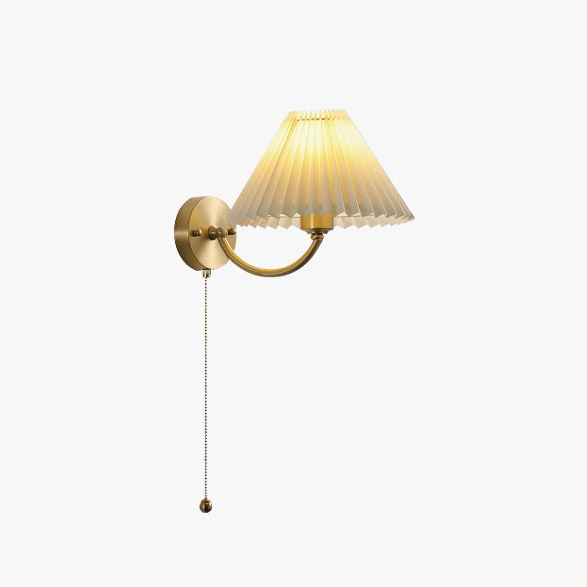 Dovrin elegantie geplooide messing stoffen wandlamp
