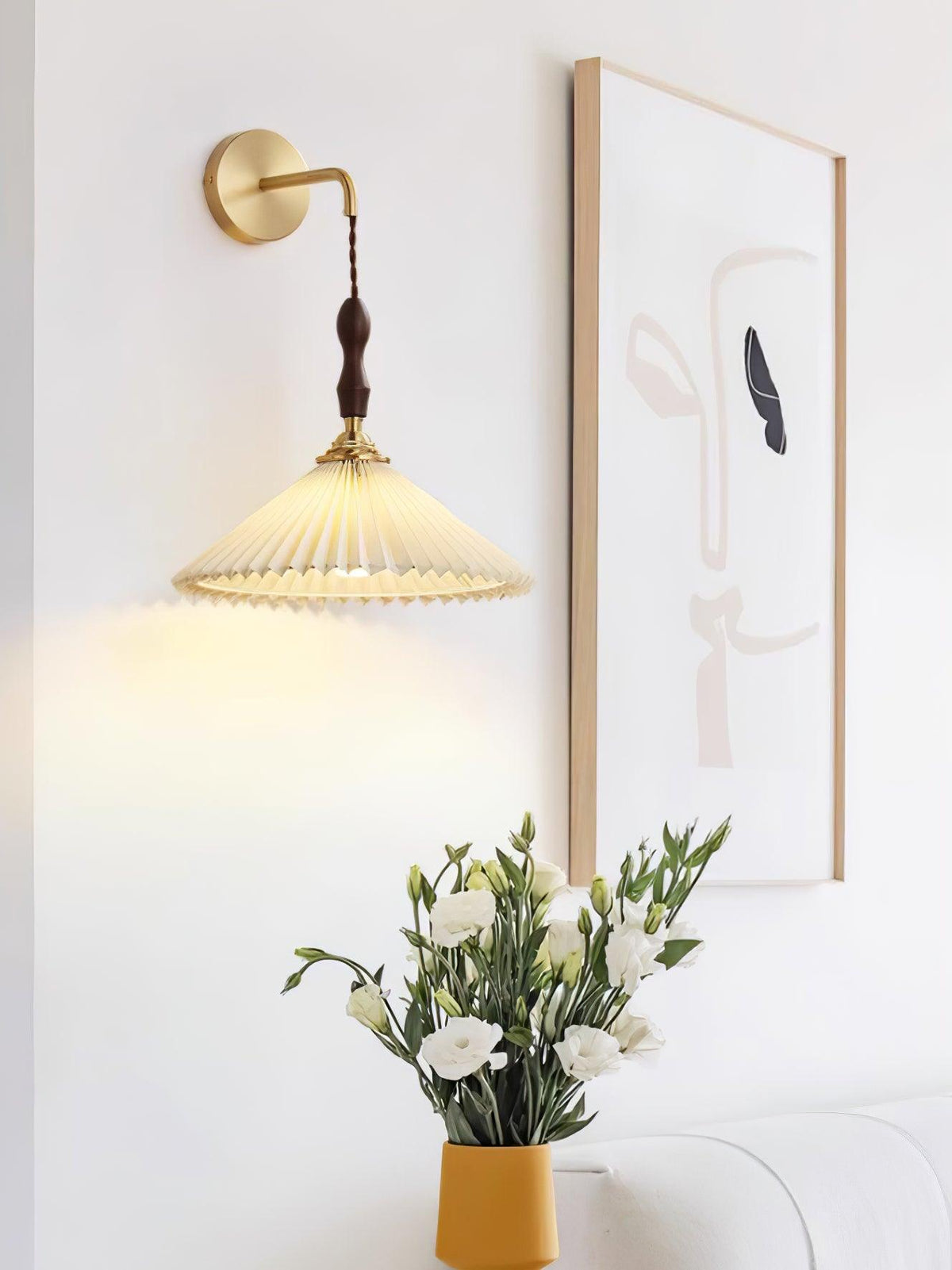 Mordan Premium wandlamp Elegante geplooide walnoot houten wandlamp