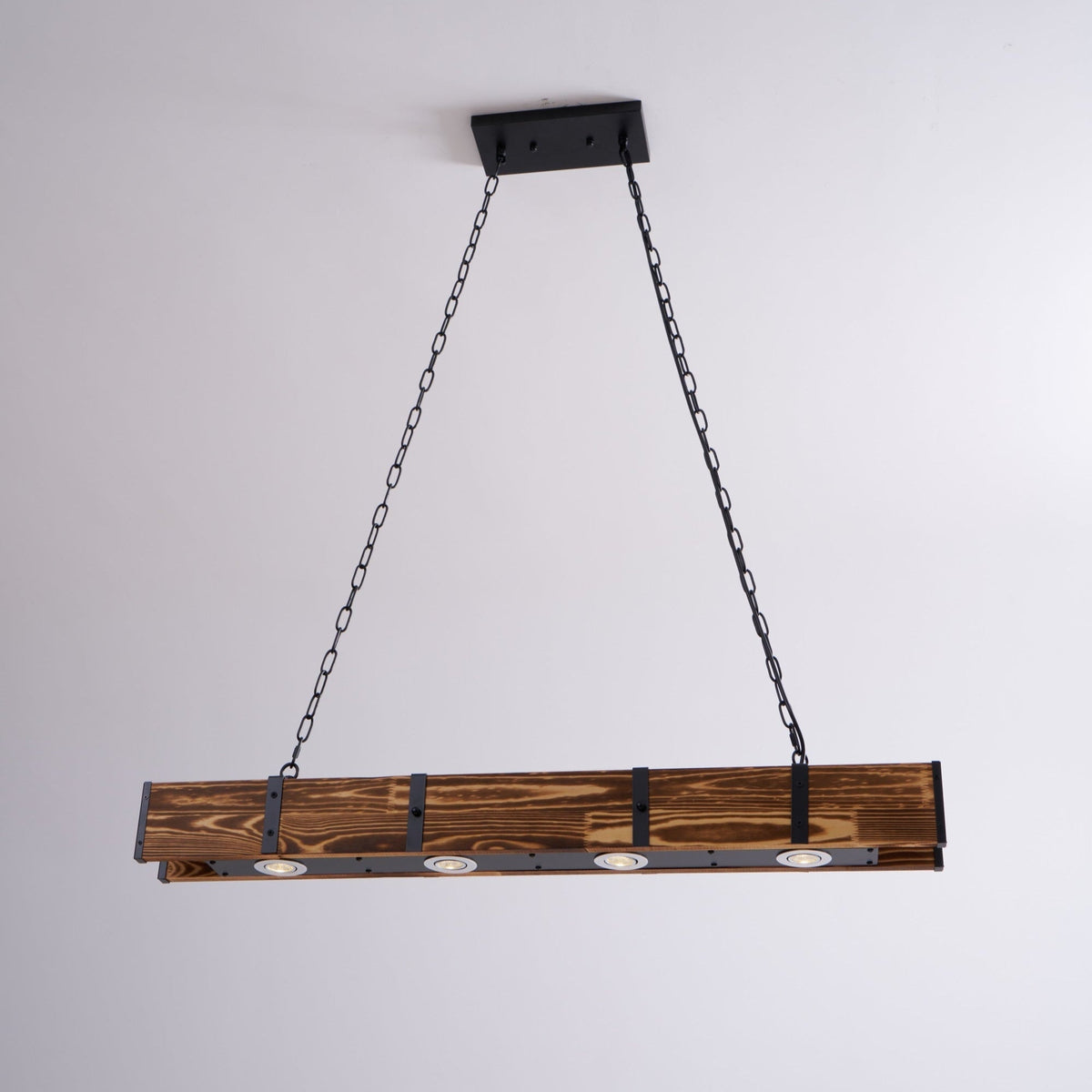Aldelena kroonluchter Pleva lineair natuurlijk hout