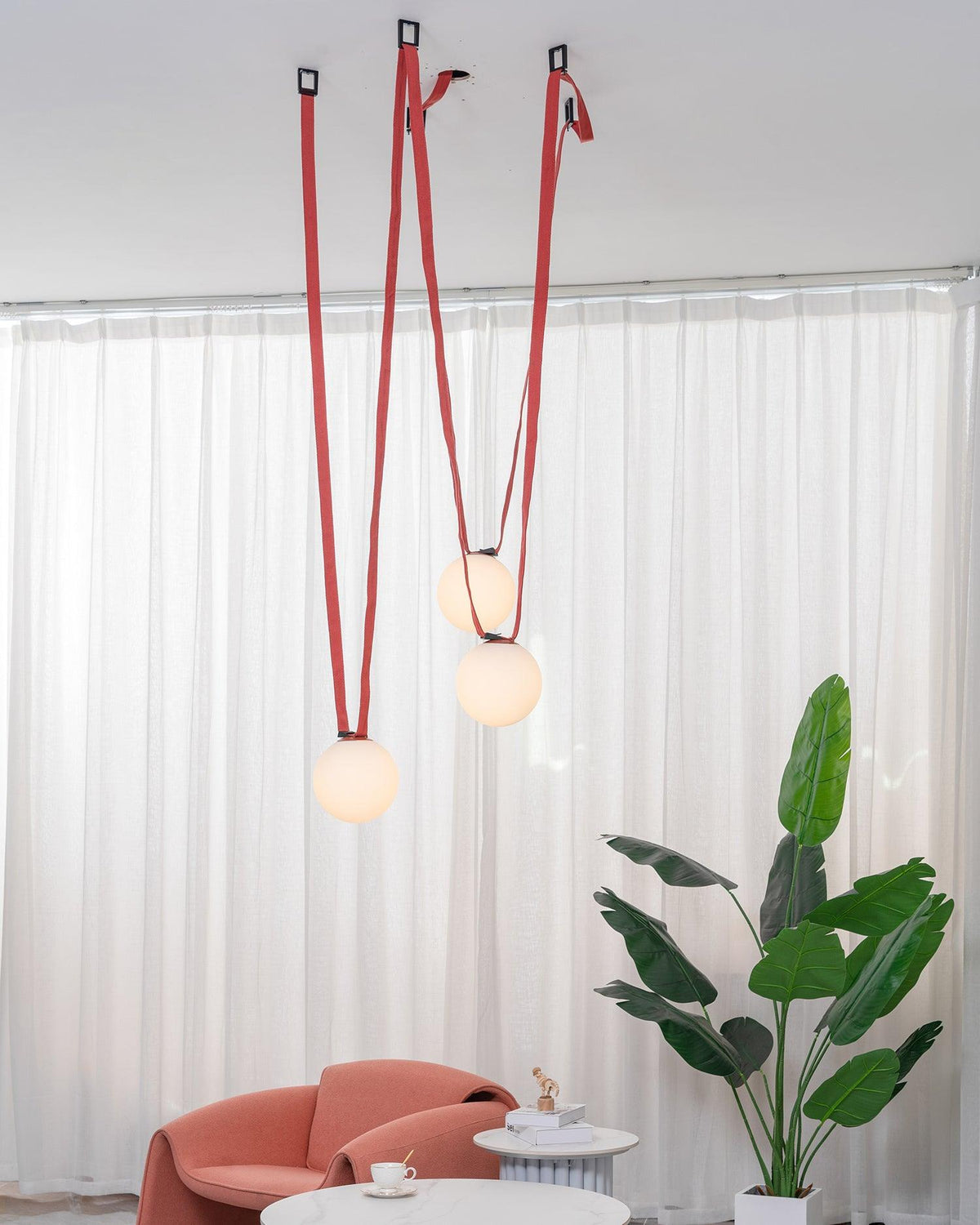 Velinenne hanglamp leerriem glas