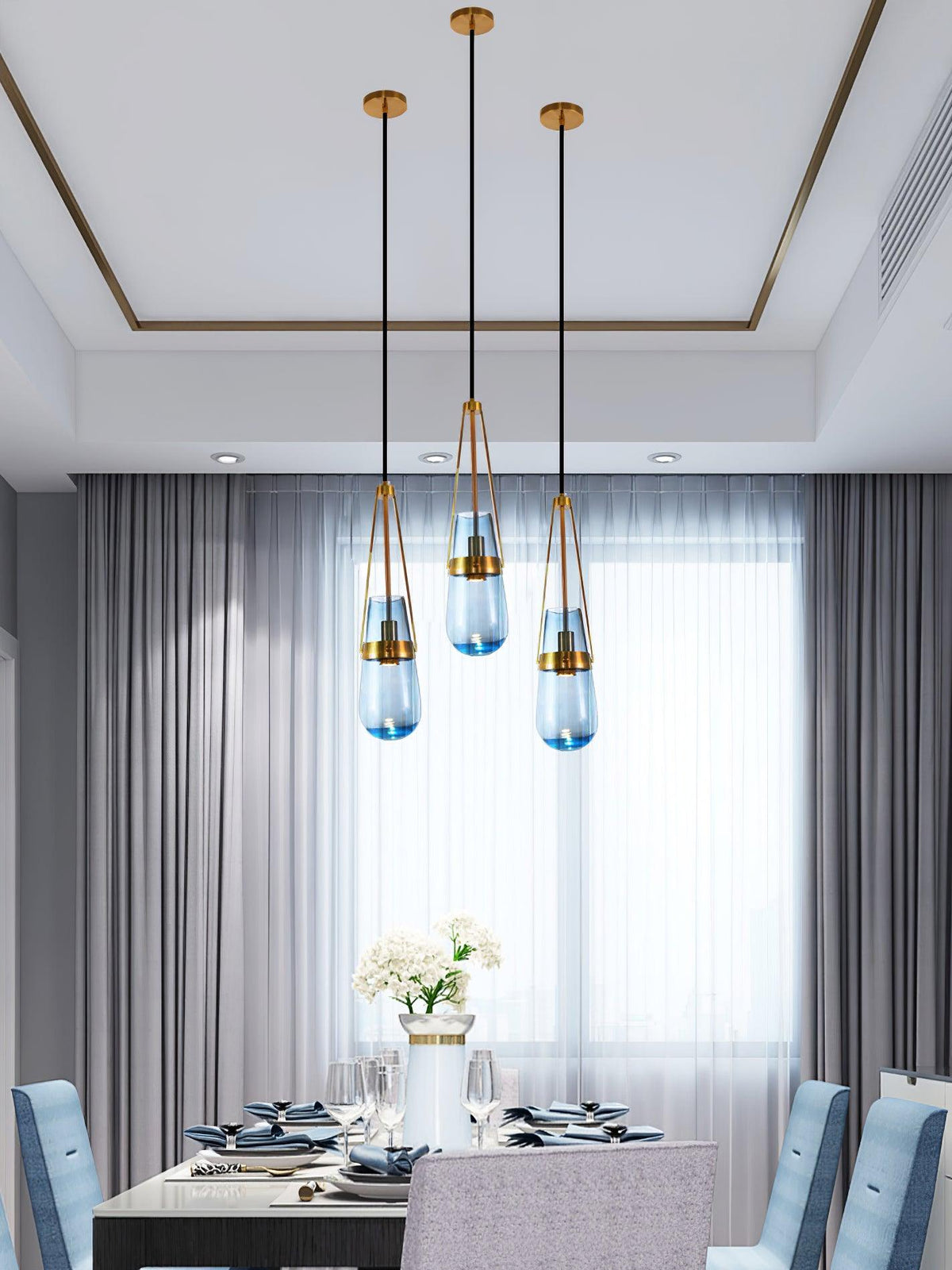 Vazora hanglamp met blauw glas