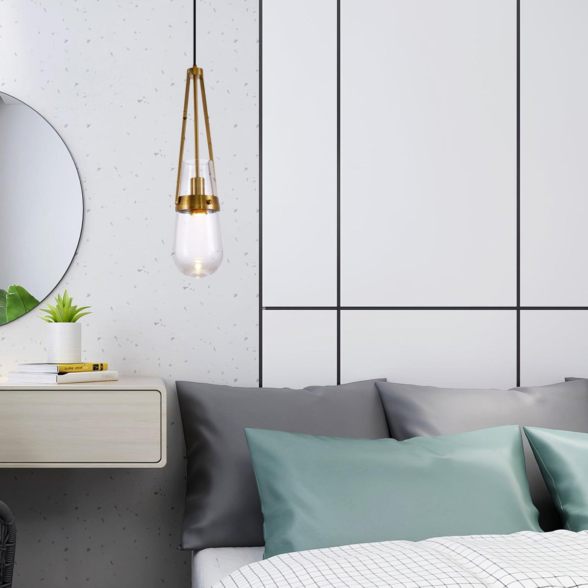 Vazora hanglamp met blauw glas
