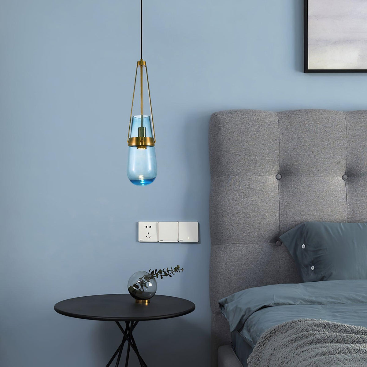 Vazora hanglamp met blauw glas