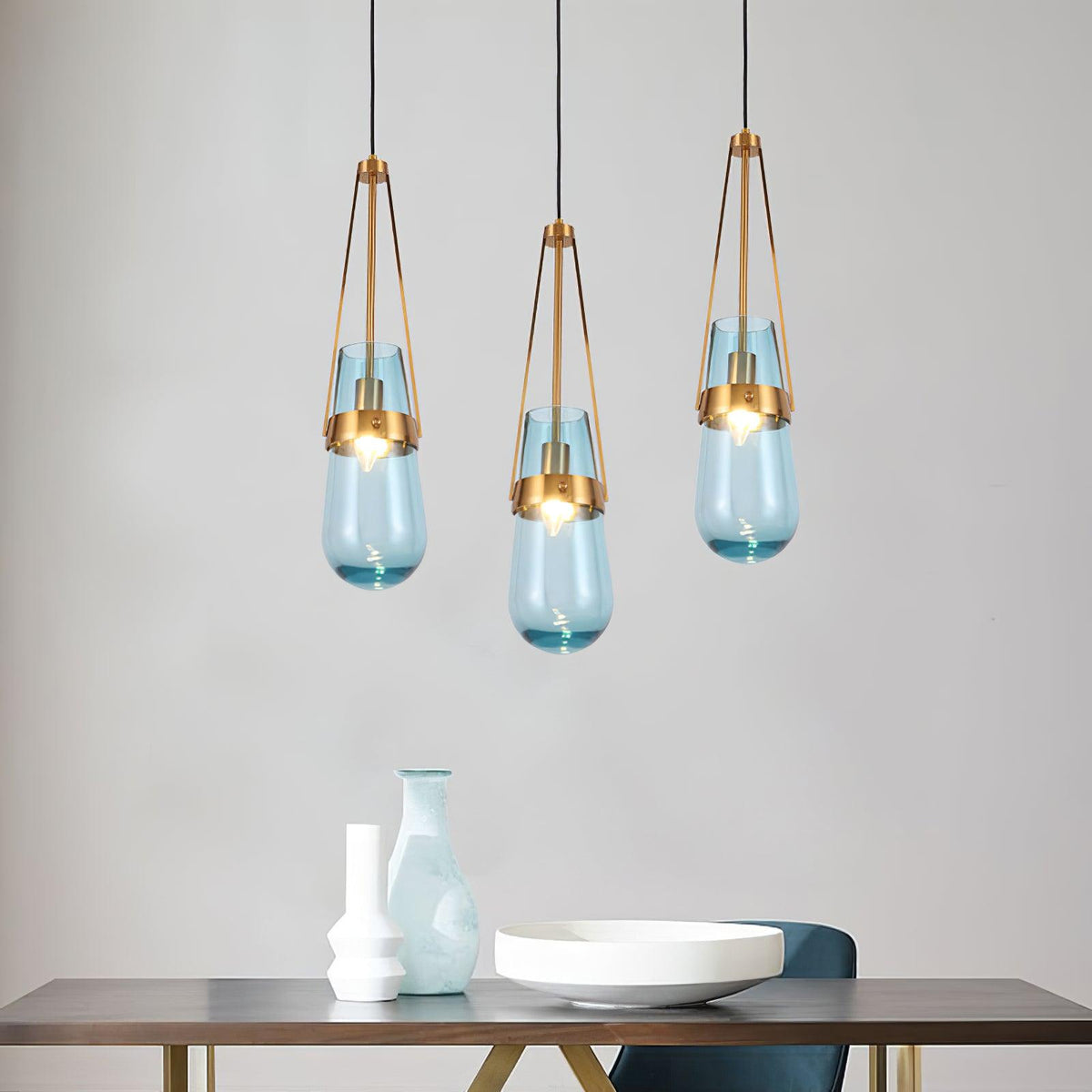 Vazora hanglamp met blauw glas