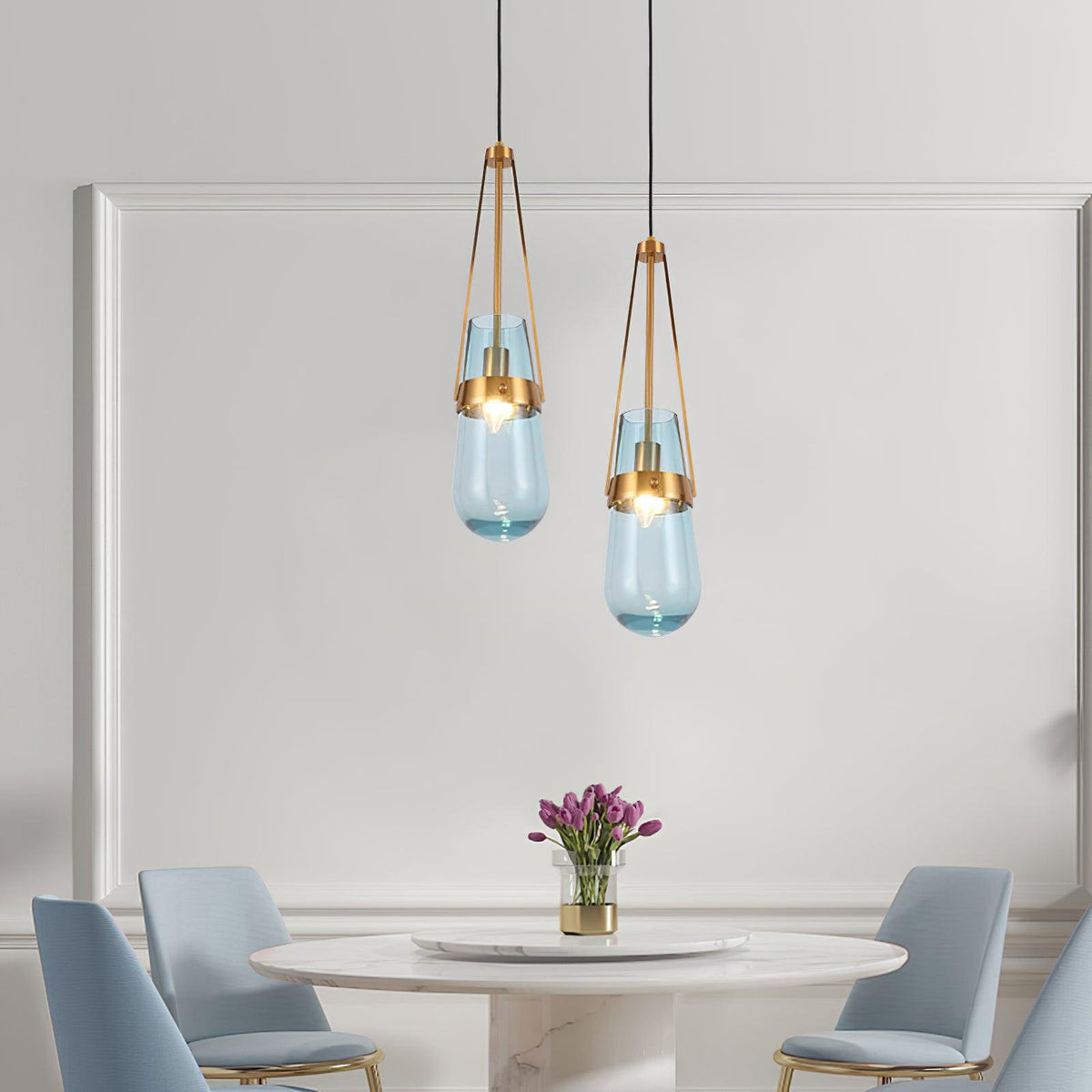 Vazora hanglamp met blauw glas