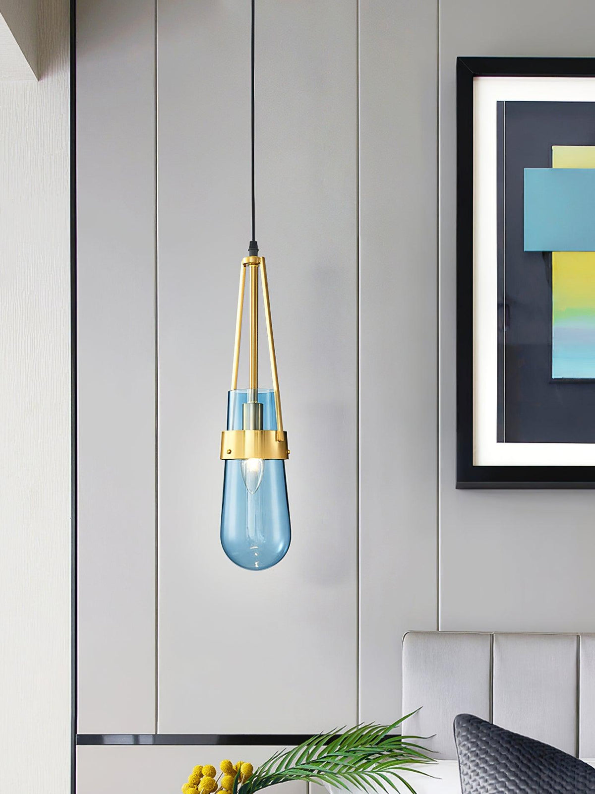 Vazora hanglamp met blauw glas