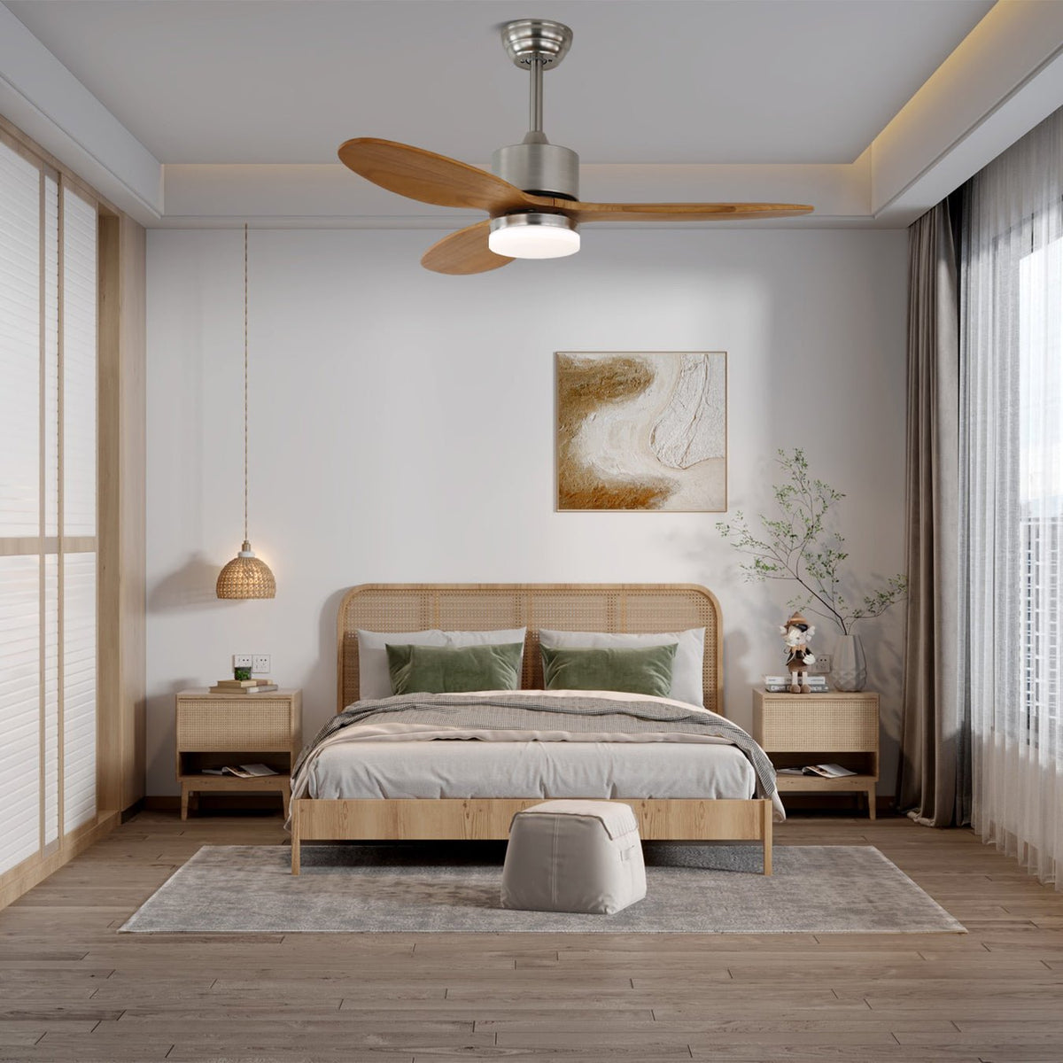 Aldirella minimalistisch houten plafondventilator met verlichting