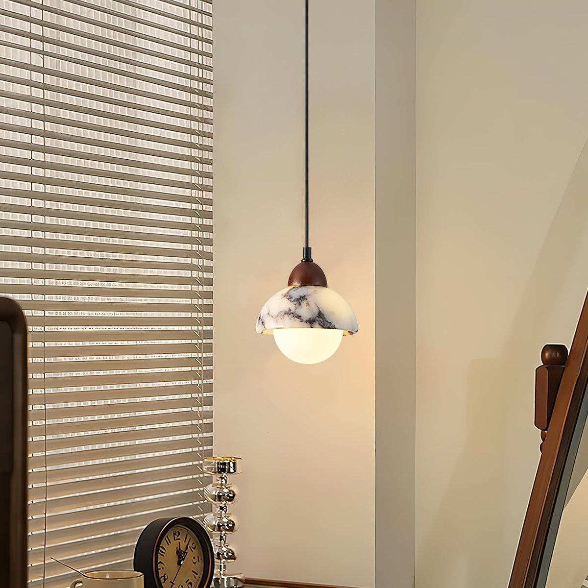 Sylivora hanglamp van hout en marmer