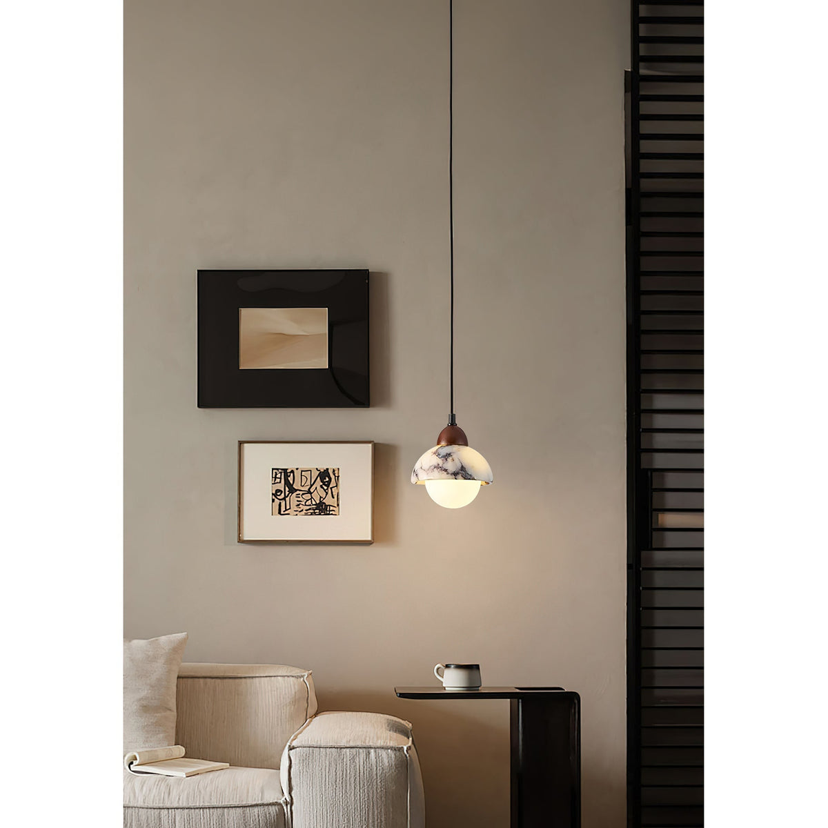 Sylivora hanglamp van hout en marmer