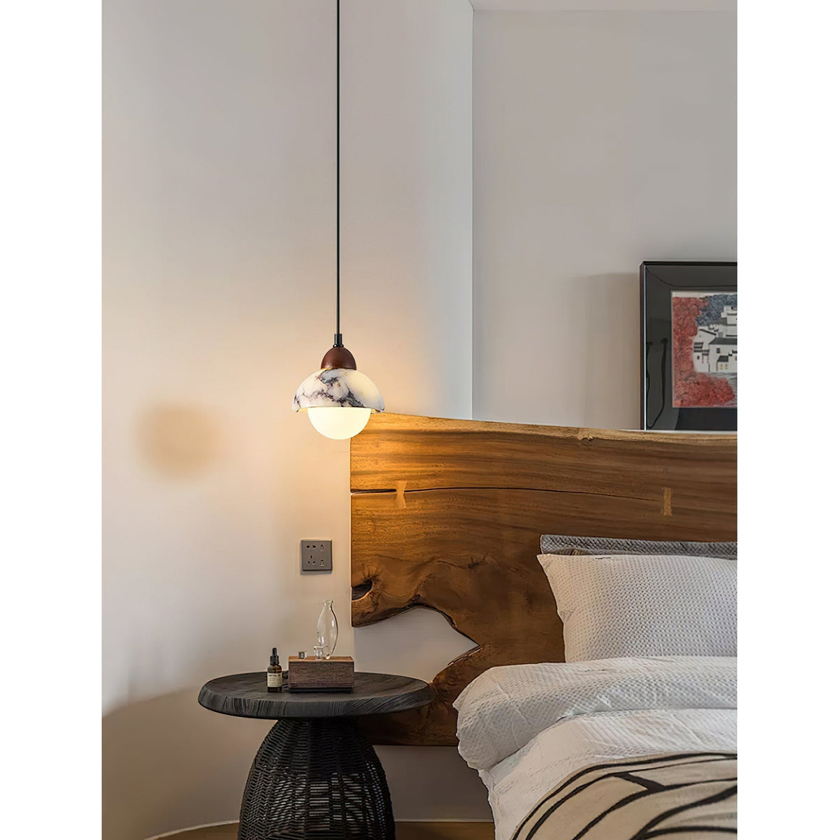 Sylivora hanglamp van hout en marmer