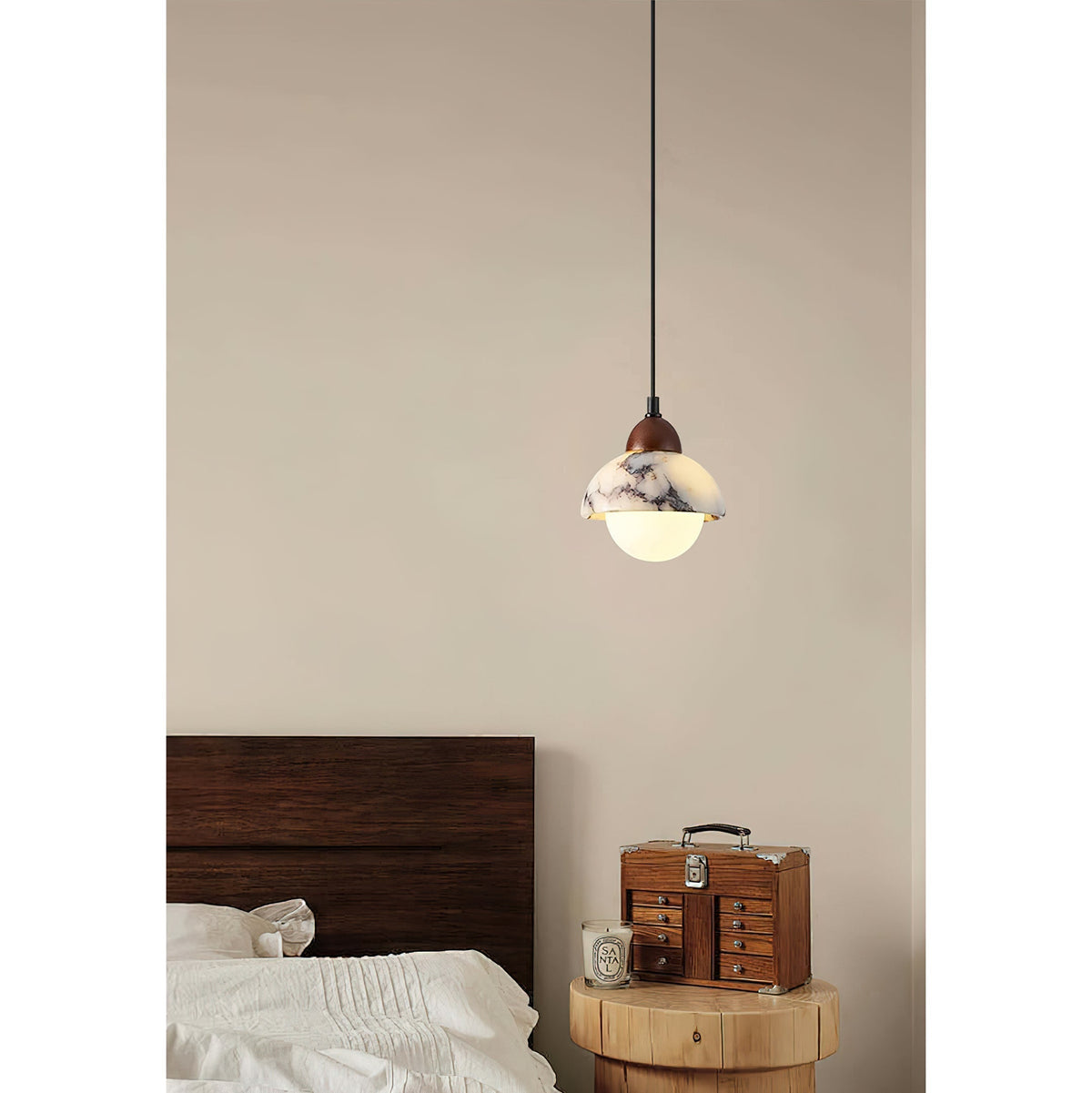Sylivora hanglamp van hout en marmer
