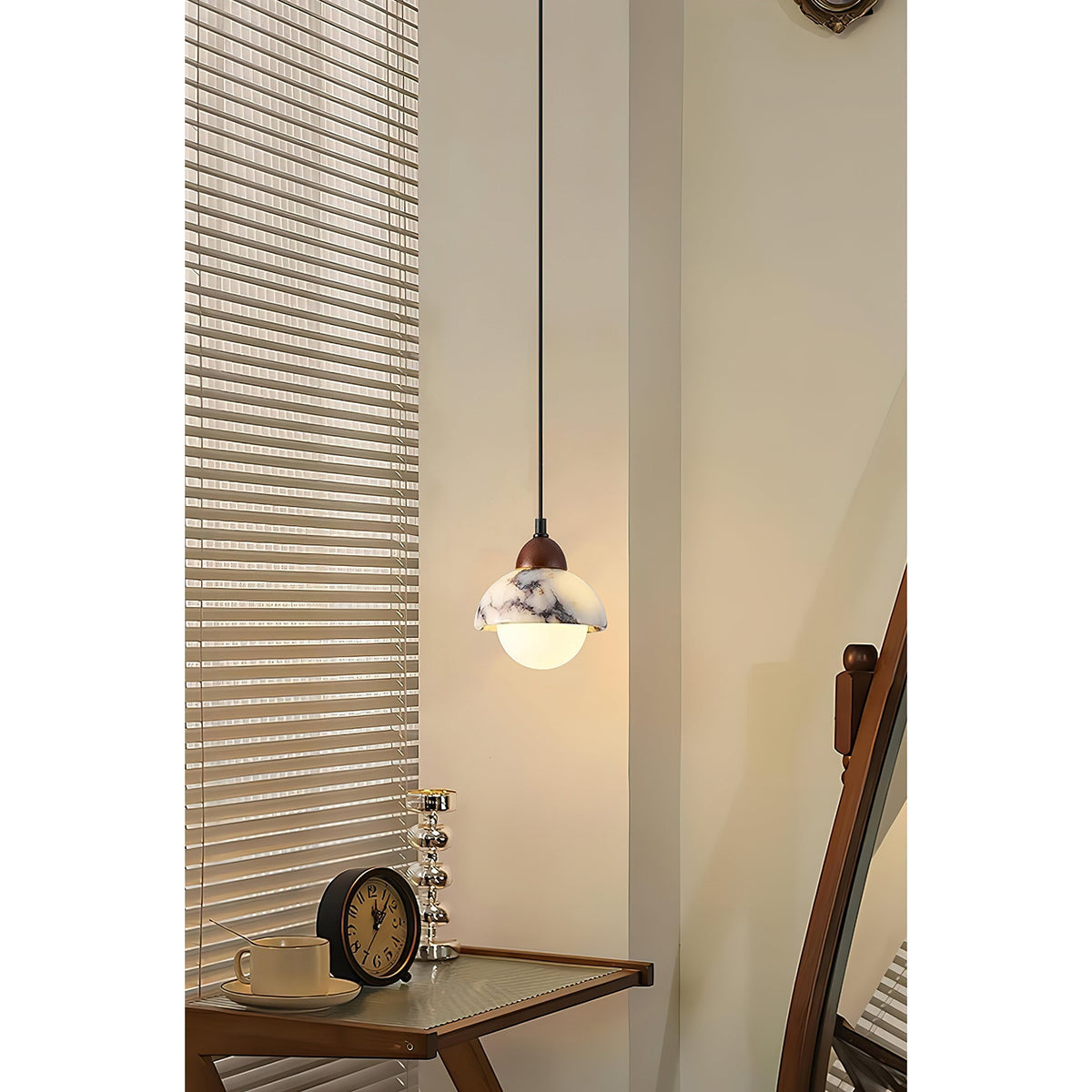 Sylivora hanglamp van hout en marmer