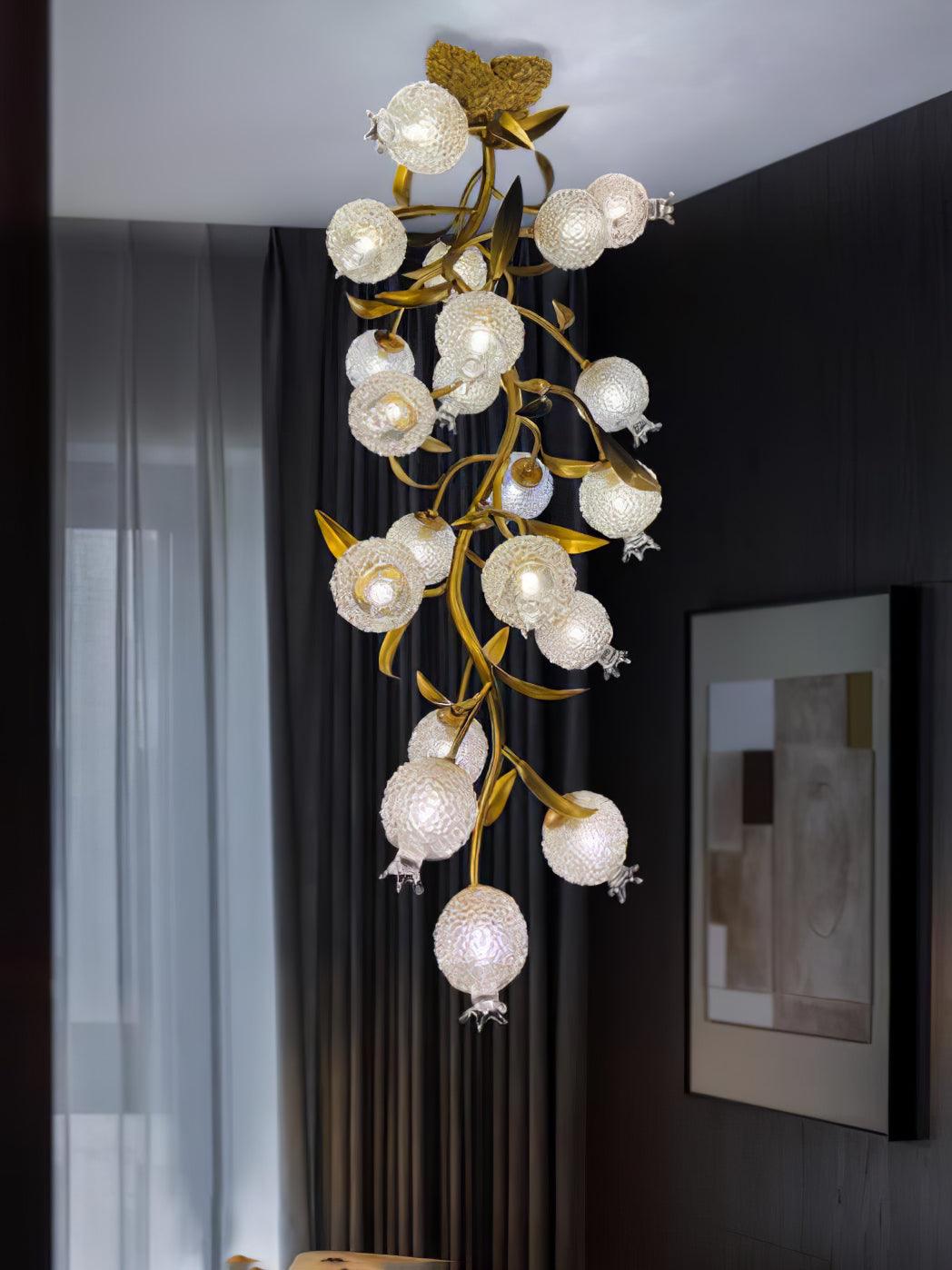 Bexlyn elegantie Pomegranate messing glas plafondlamp