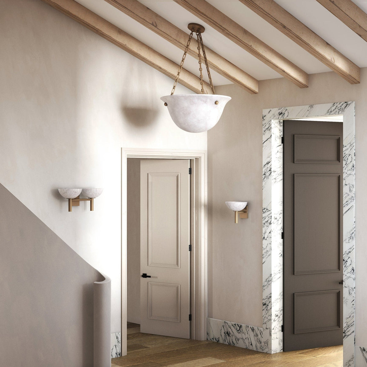 Avenenaria wandlamp met albasten kap