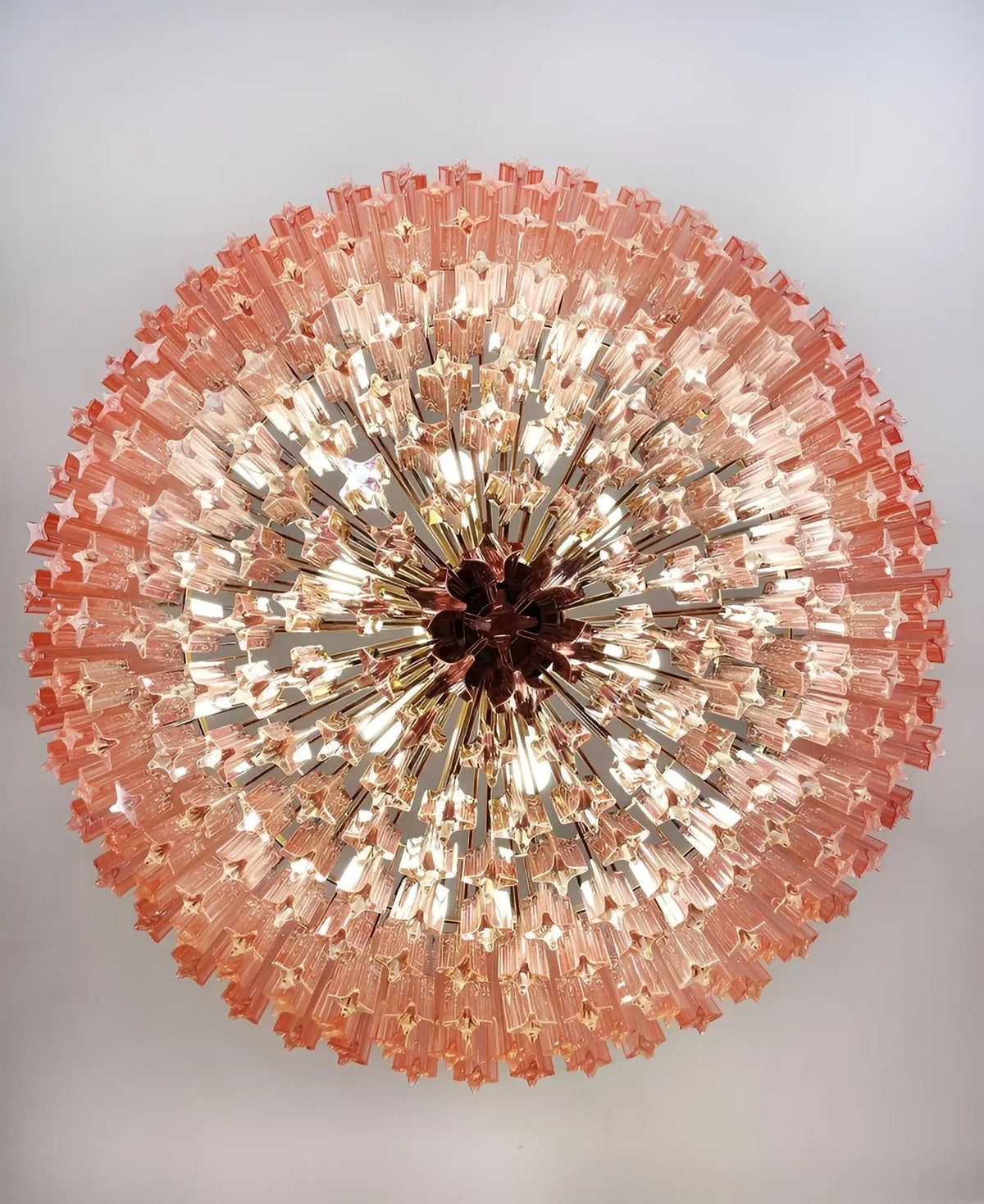 Celelaria Kroonluchter met Roze Glasprismen Geometrisch