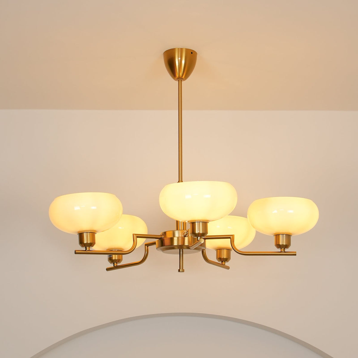 Amino hanglamp glazen bol messing frame