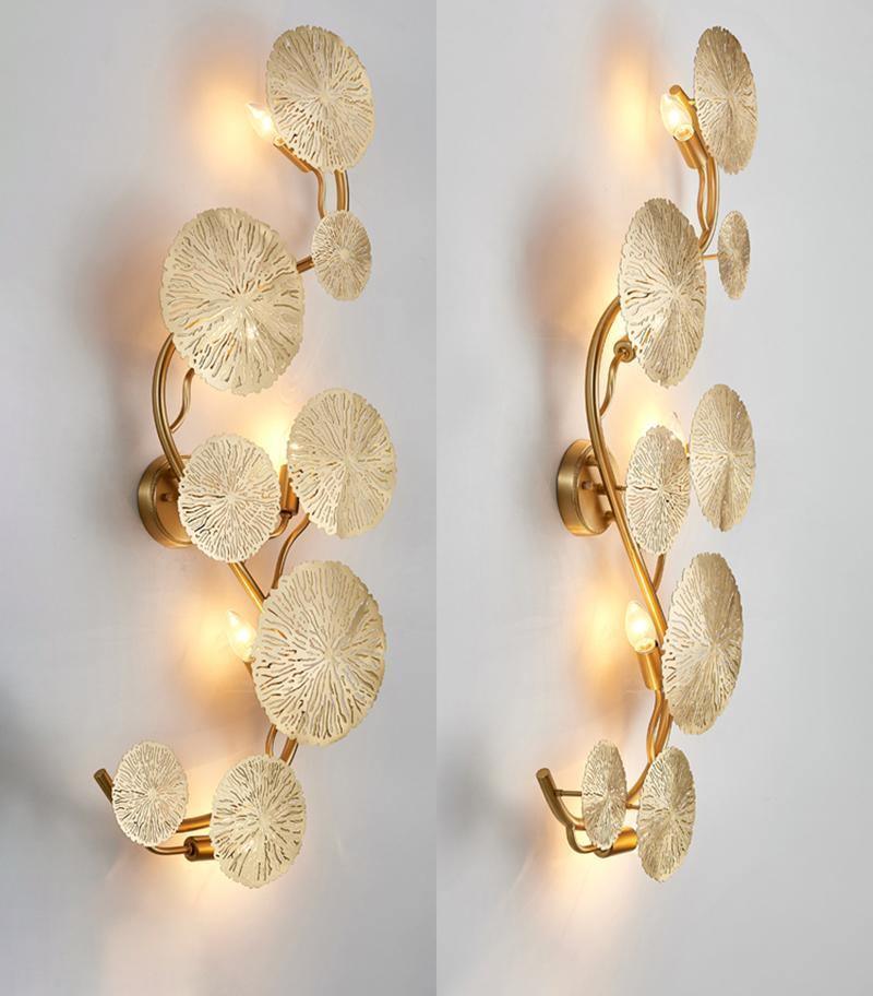 Rylso wandlamp Lotusbladeren messing