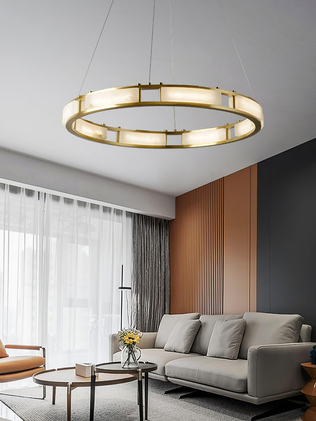 Dythan Minimalistische hanglamp van met albasten ring