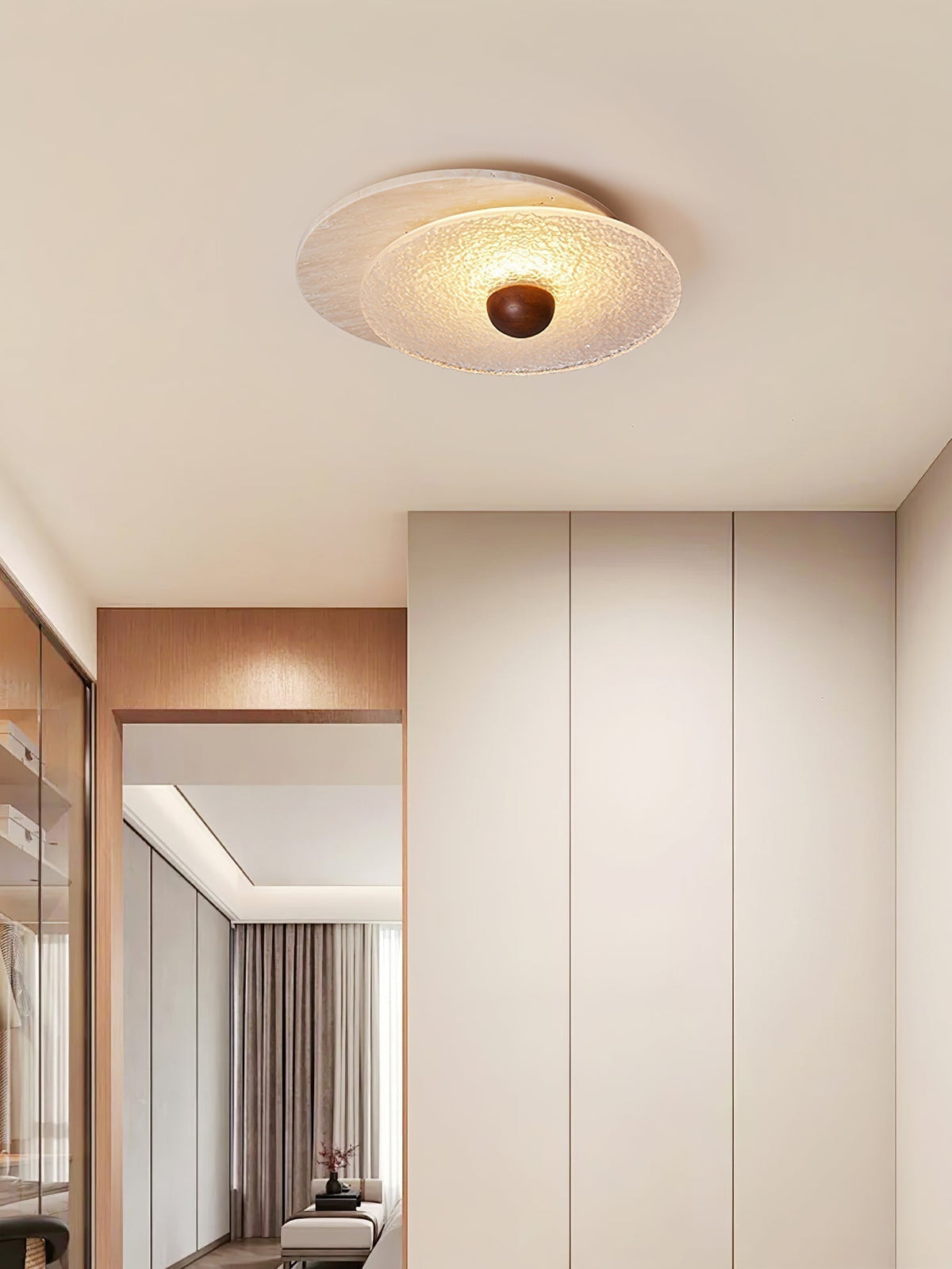 Keth Rond Travertin Plafondlamp / Wandlamp