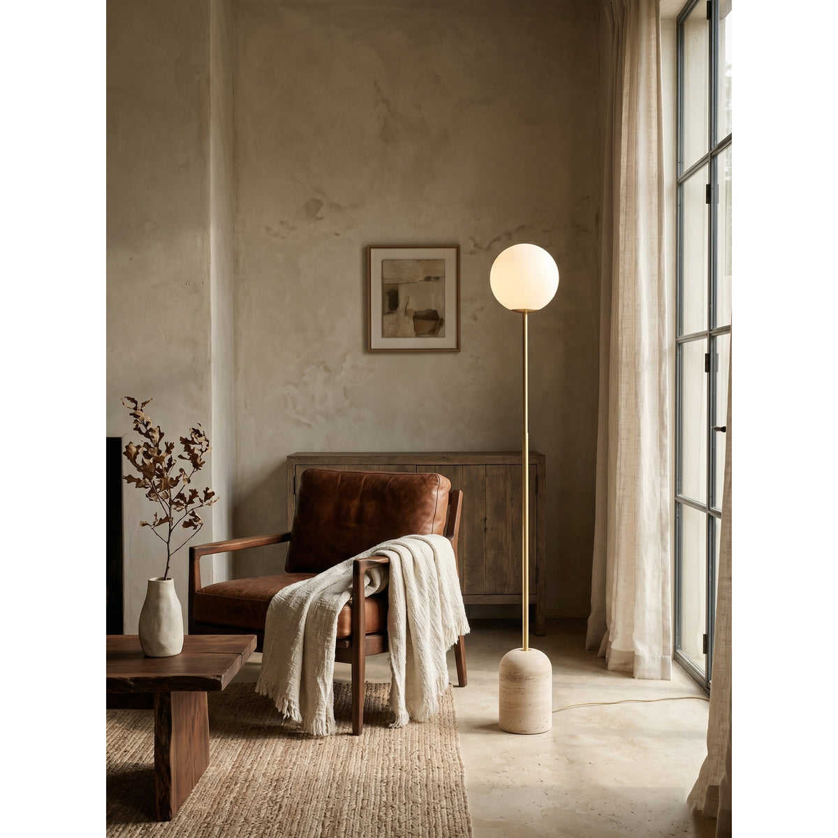 Valoia travertin vloerlamp